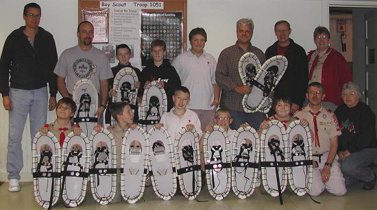 Scouts with their new snowshoes.